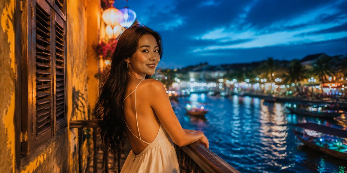 Màn hình đăng ký tài khoản cá cược tại Hội An với đèn neon rực rỡ về đêm